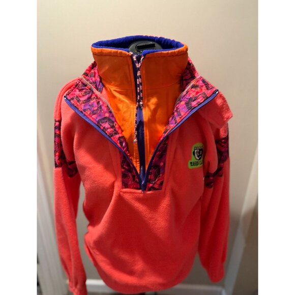 Vintage 80s-90s Japanese Streetwear Brand Taro Brand Neon Orange + Multicolor Qu - Picture 2 of 5